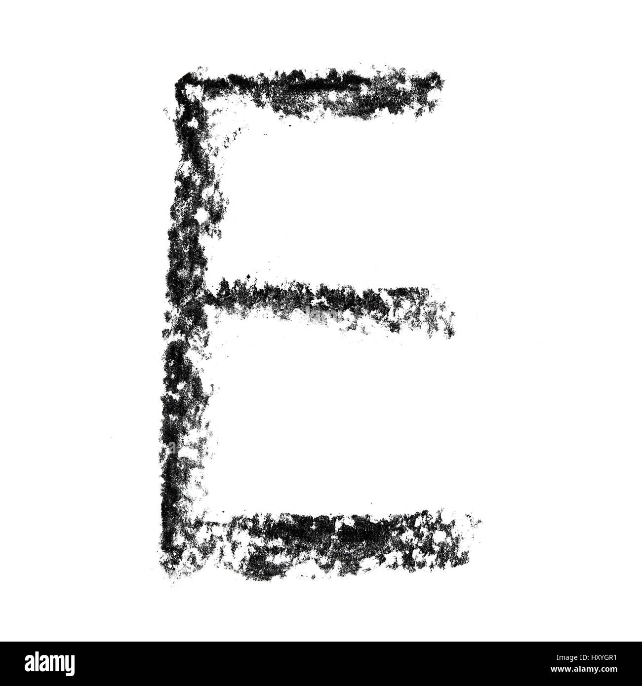 E - alphabet charbon écrit à la main Banque D'Images