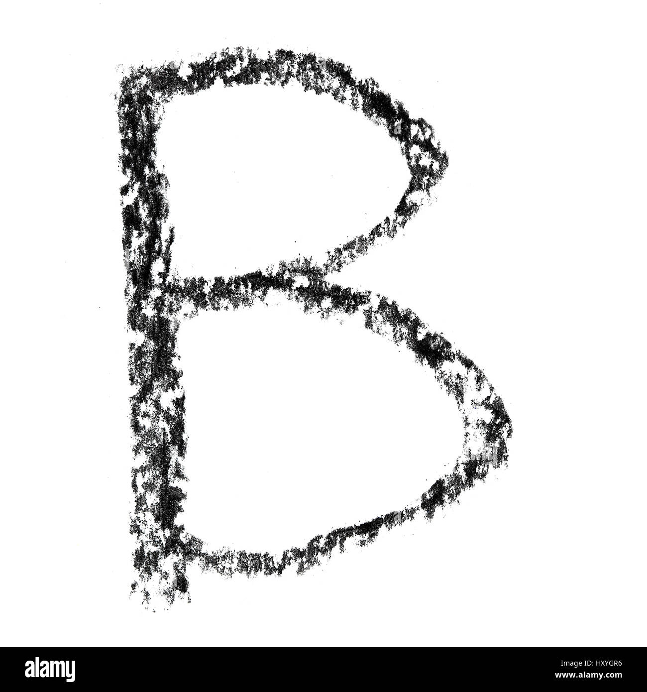 B - alphabet de charbon à la main Banque D'Images