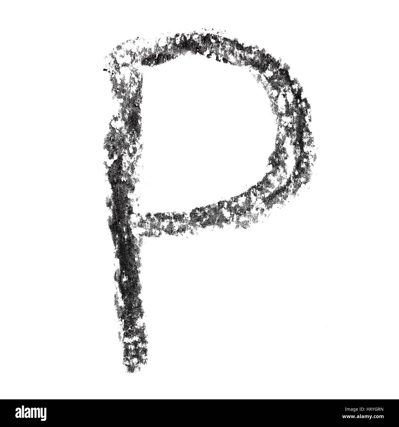 P - alphabet de charbon à la main Banque D'Images