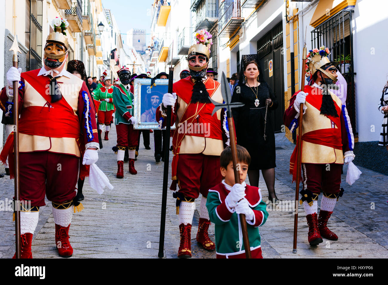 Semaine Sainte traditionnelle procession. Vendredi matin. Alcalá la Real. Jaén. L'Andalousie. Espagne Banque D'Images