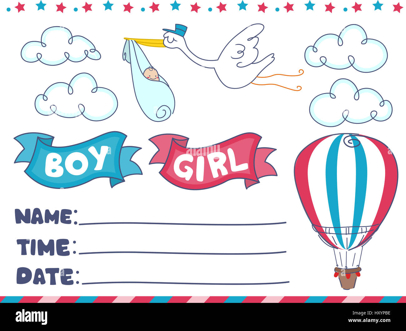 Illustration d'une invitation pour un événement reveal Banque D'Images