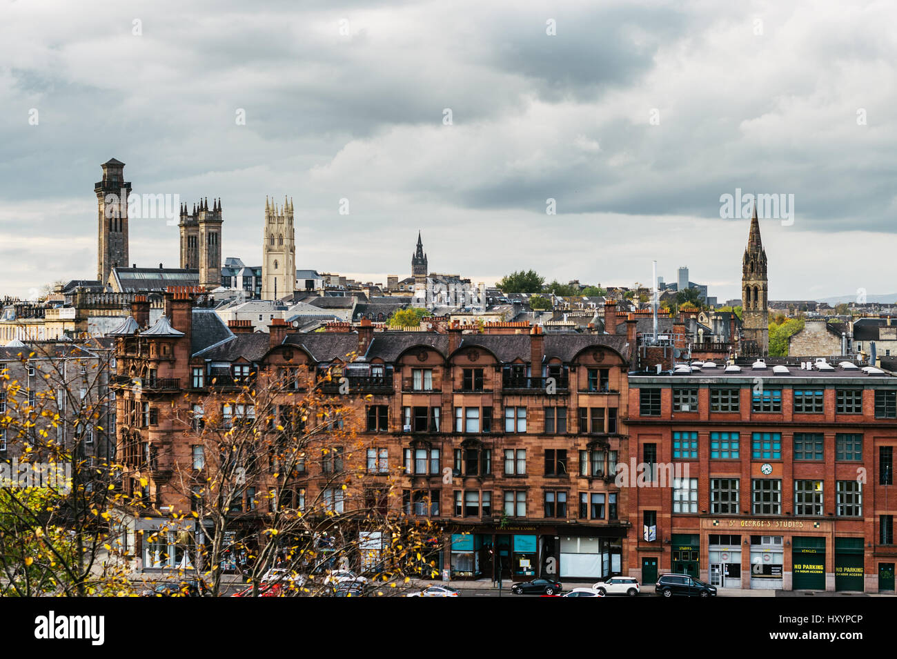 Vue sur le quartier de West End à Glasgow de Charing X Banque D'Images