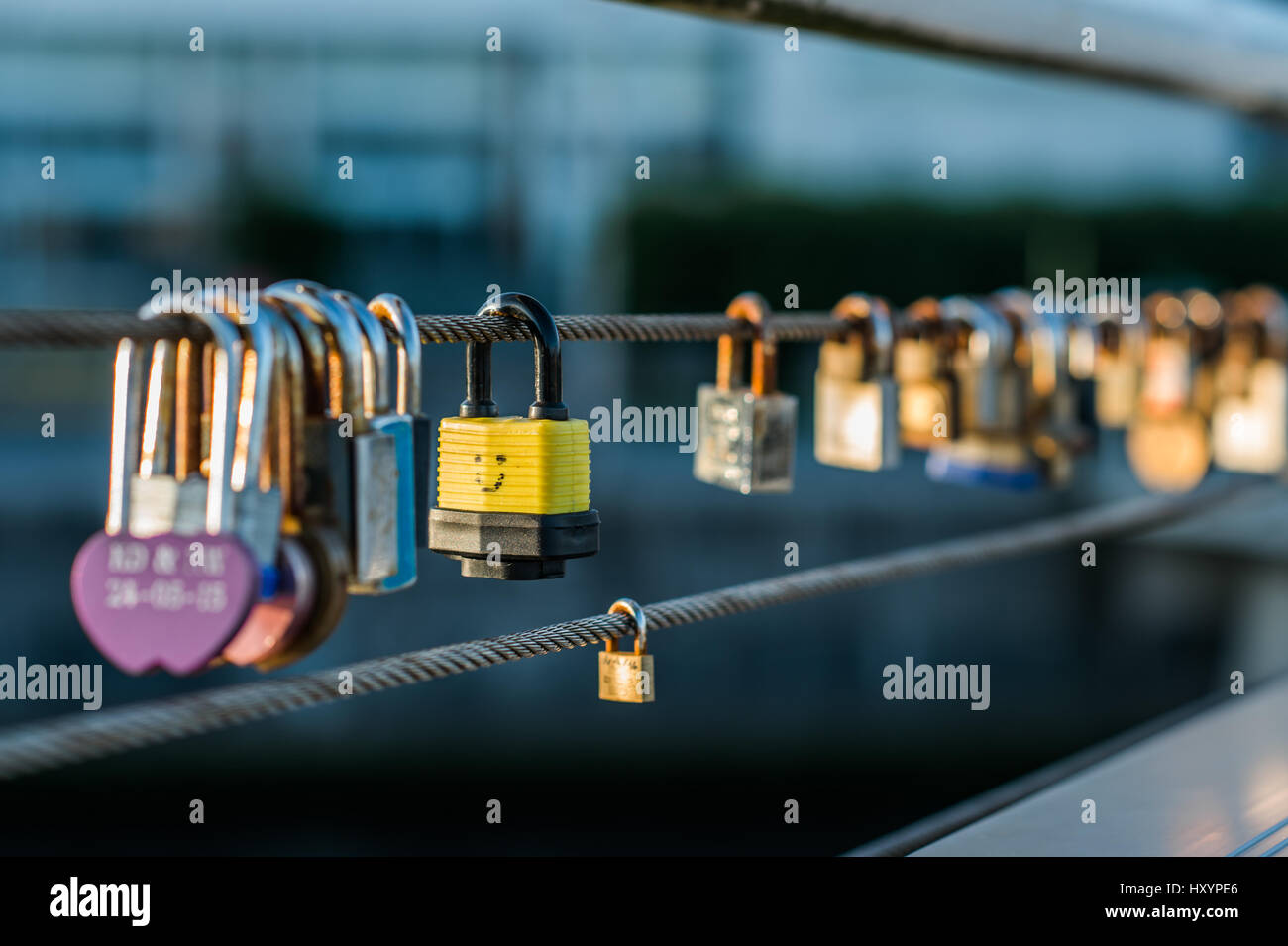 Cadenas d'amour Pont de Tradeston à Glasgow Banque D'Images