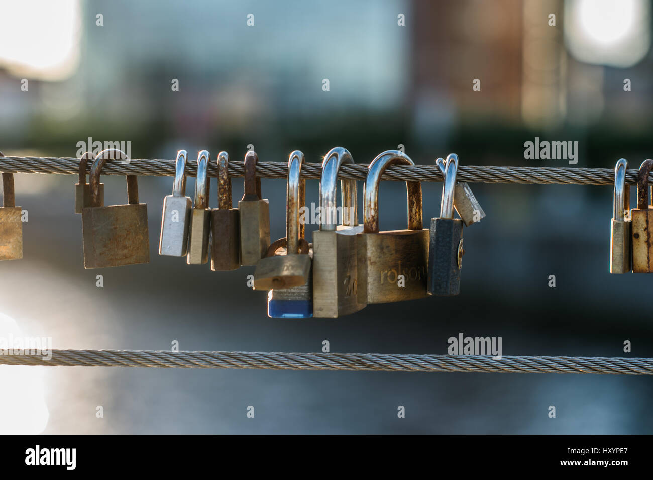 Cadenas d'amour Pont de Tradeston à Glasgow Banque D'Images
