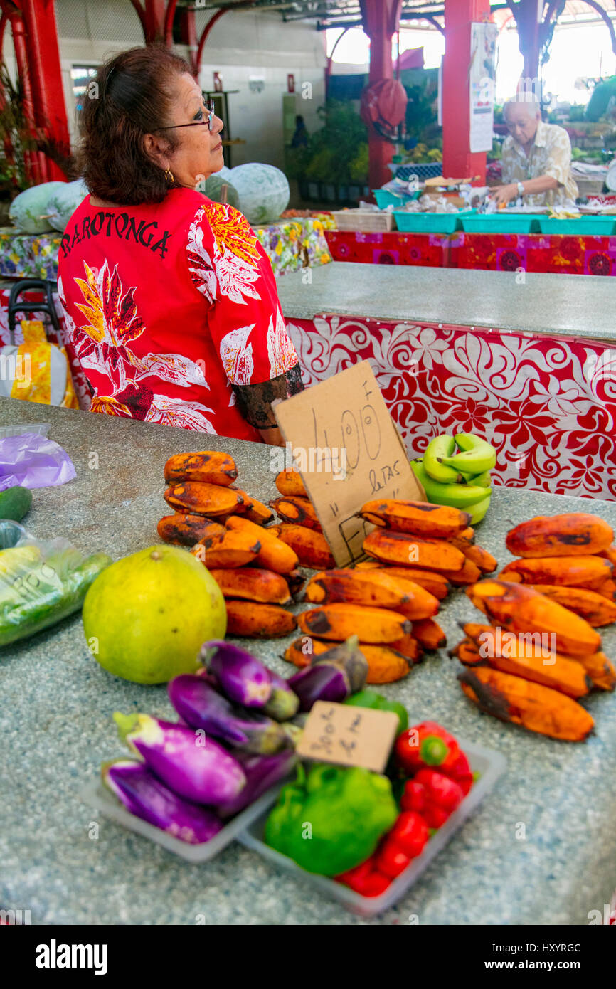 Marché, Papeete, Tahiti, Polynésie Française Banque D'Images