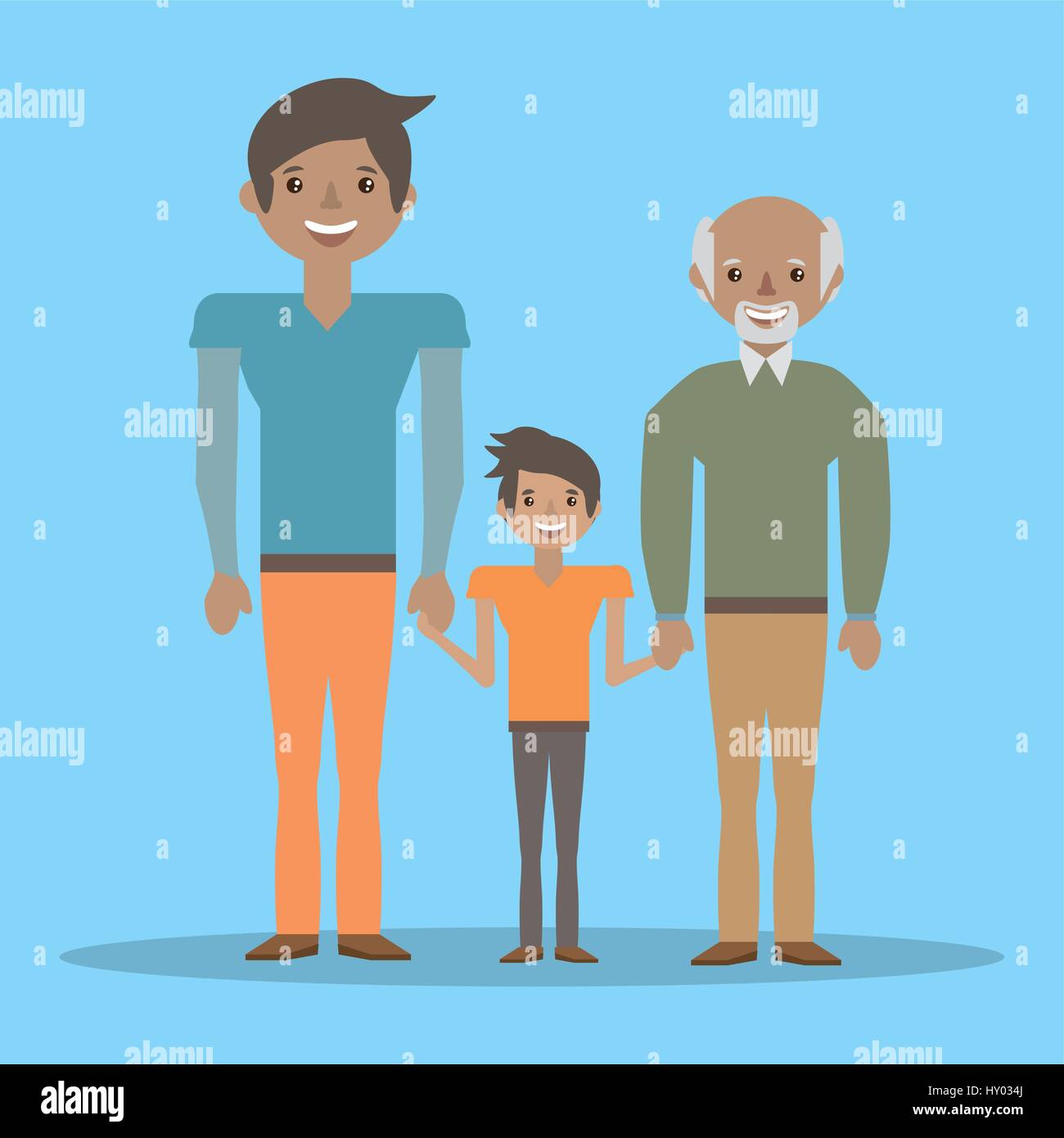 Grand-père de famille belle père et fils Illustration de Vecteur