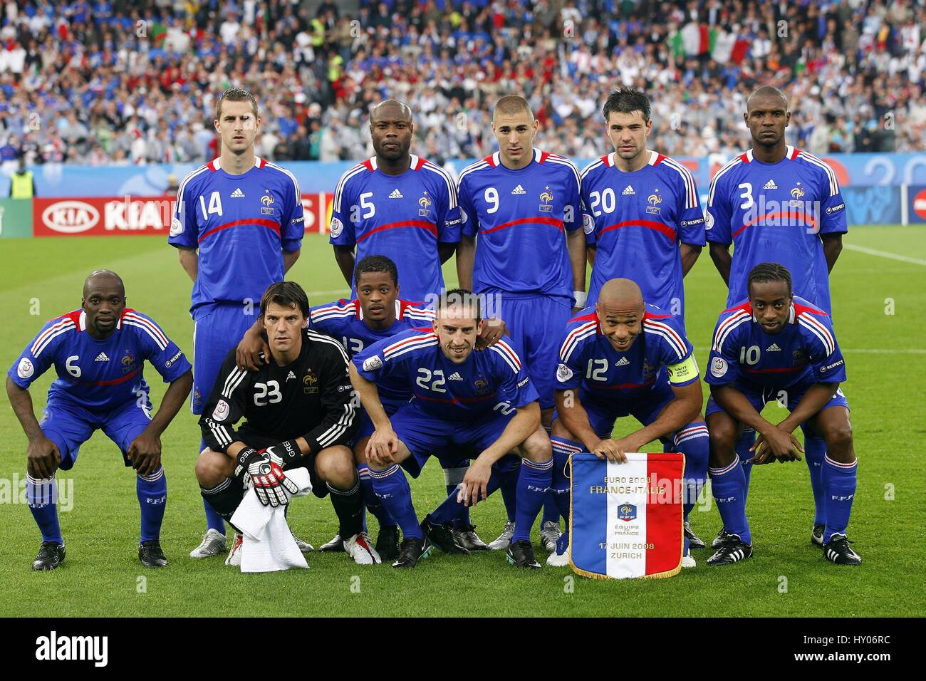 L'ÉQUIPE DE FRANCE GROUPE FRANCE / ITALIE STADE LETZIGRUND Zurich Suisse 17 Juin 2008 Banque D'Images