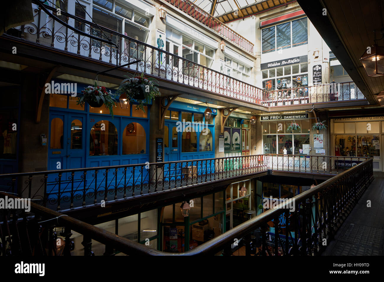 L'intérieurapt Byram Arcade Westgate, Huddersfield town centre-ville un grand marché de Kirklees Metropolitan Borough, West Yorkshire, Angleterre. UK. Banque D'Images