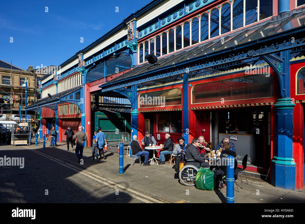 Marché Ouvert de l'époque victorienne, Byram St, Huddersfield town centre-ville un grand marché de Kirklees Metropolitan Borough, West Yorkshire, Angleterre. UK. Banque D'Images