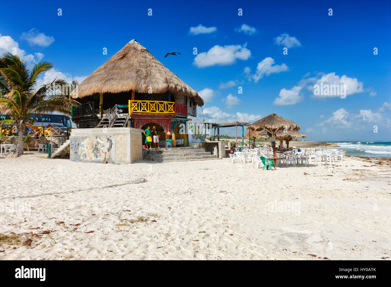 Cozumel beach bar, la liberté au paradis, Reggae Beach Bar Banque D'Images