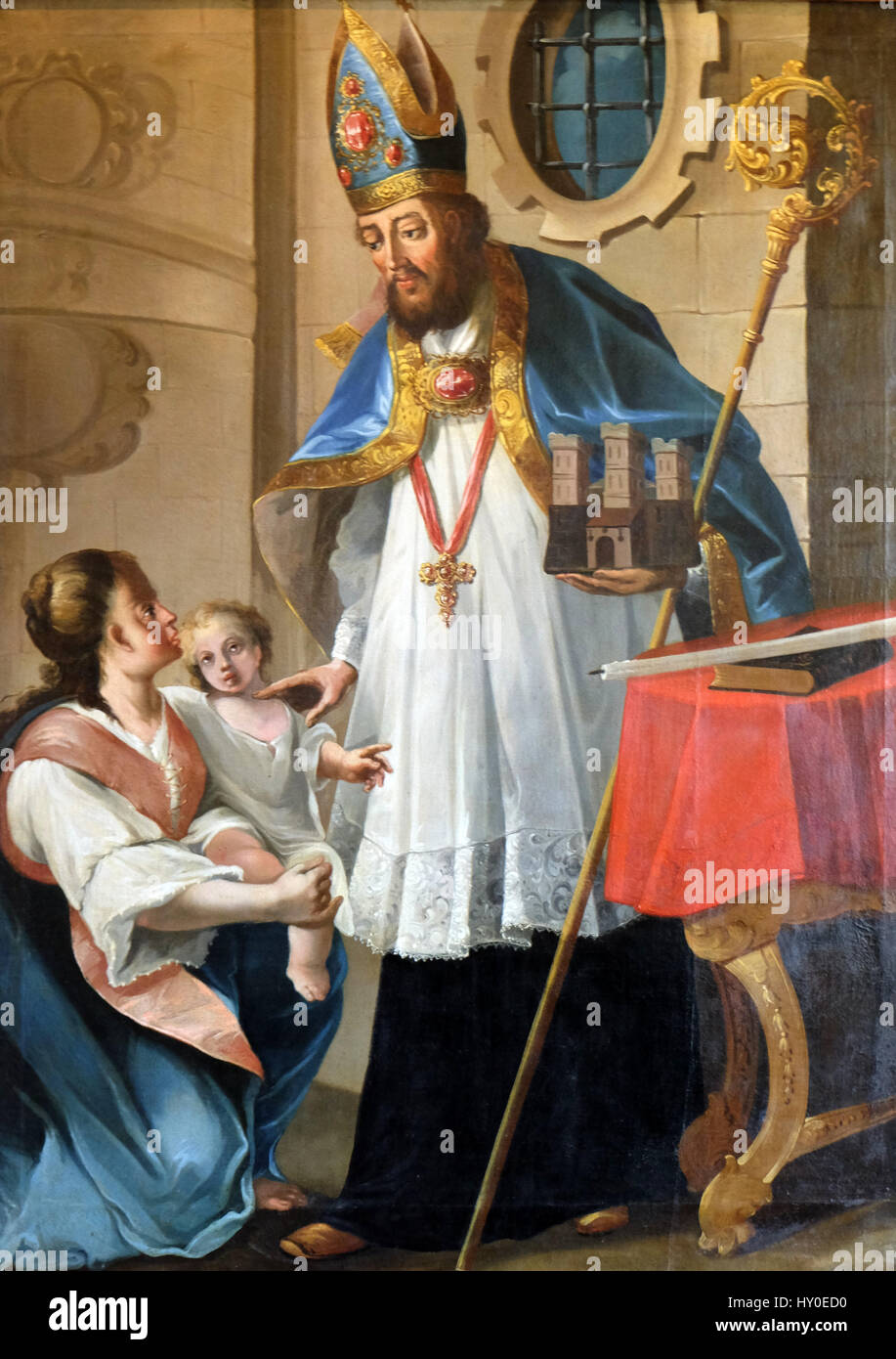 Saint Blaise, patron du Zagreb Gradec, huile sur toile de 1749 exposé au Musée de la ville de Zagreb, Croatie Banque D'Images