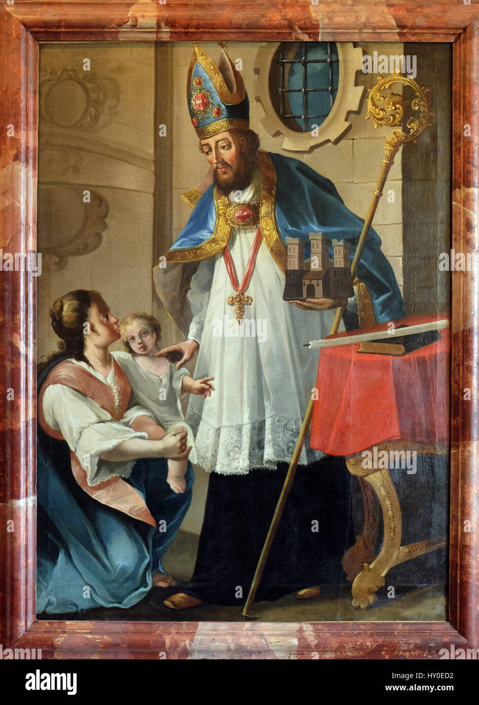 Saint Blaise, patron du Zagreb Gradec, huile sur toile de 1749 exposé au Musée de la ville de Zagreb, Croatie Banque D'Images