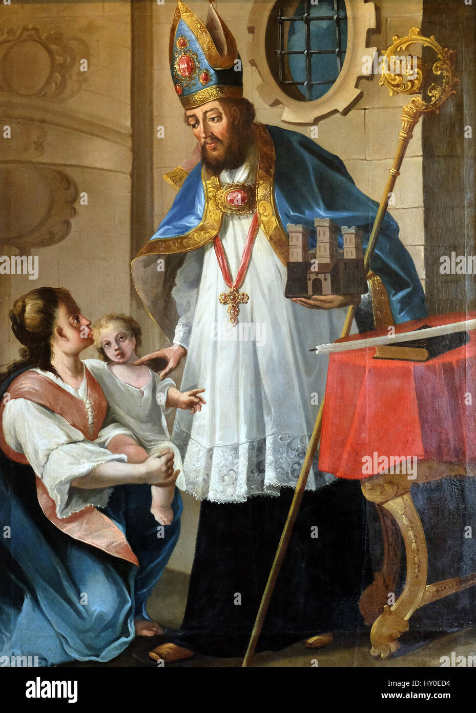 Saint Blaise, patron du Zagreb Gradec, huile sur toile de 1749 exposé au Musée de la ville de Zagreb, Croatie Banque D'Images