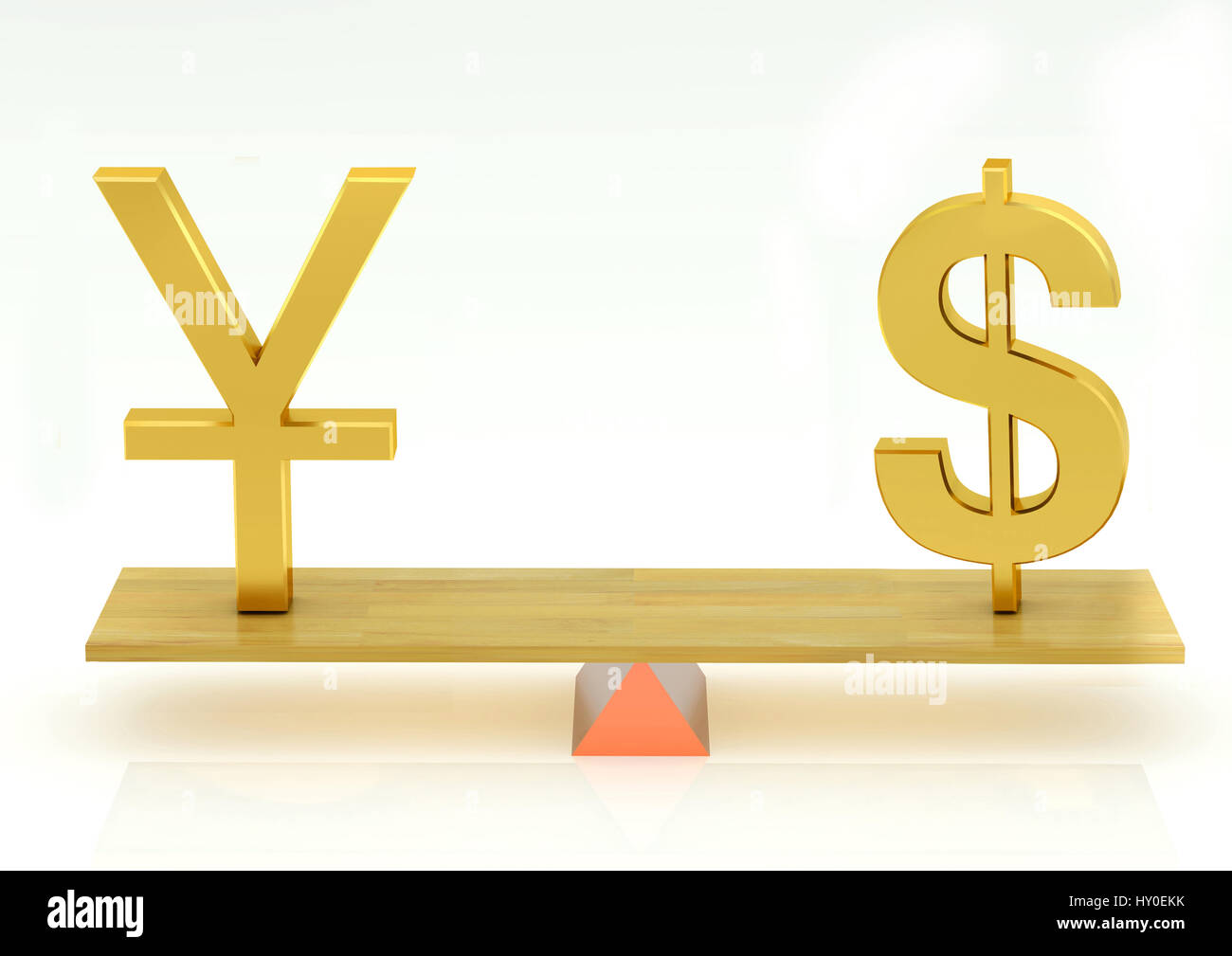L'équilibrage, le yuan chinois et le dollar des États-Unis Banque D'Images