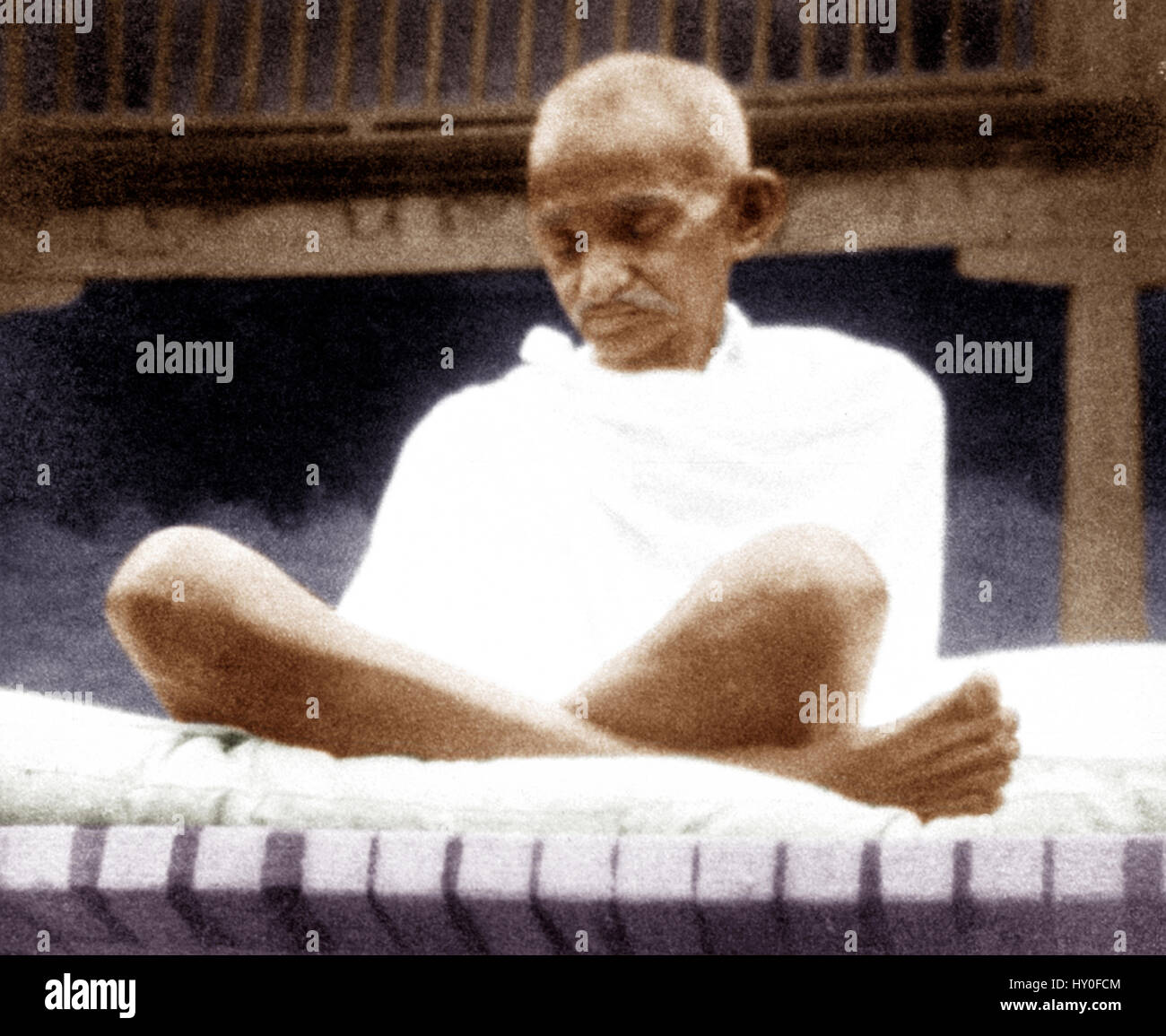 Les combattants de la liberté des Indiens, le mahatma Gandhi en prière réunion, Inde, Asie, 1929 Banque D'Images