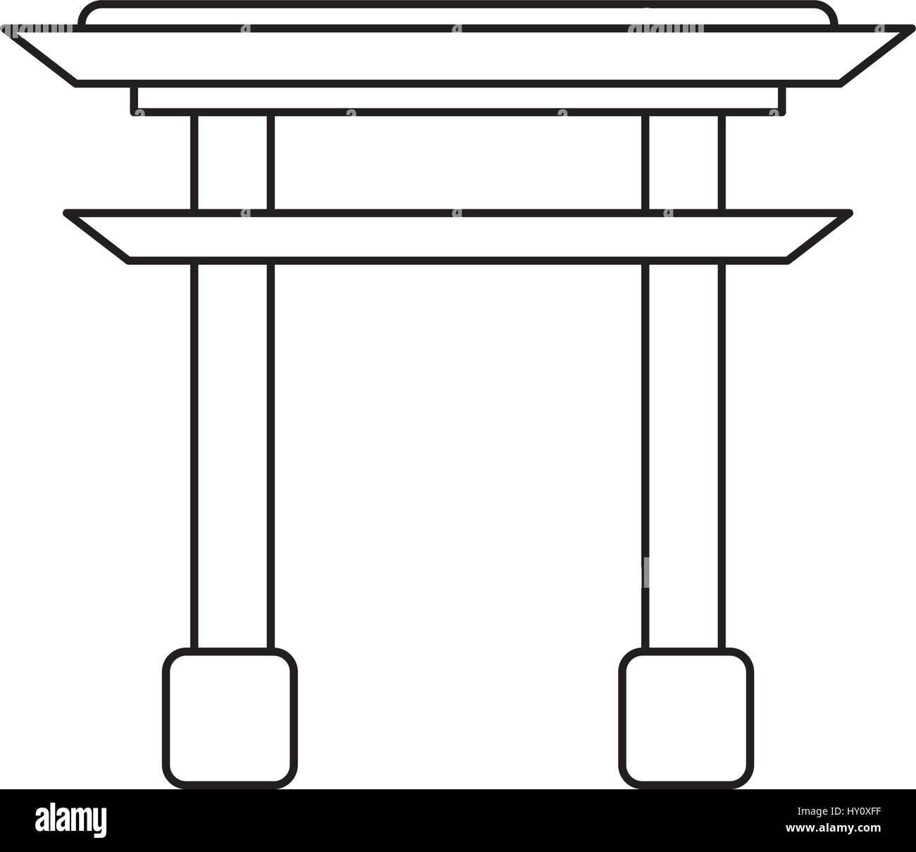 Gate monument japonais contours Illustration de Vecteur