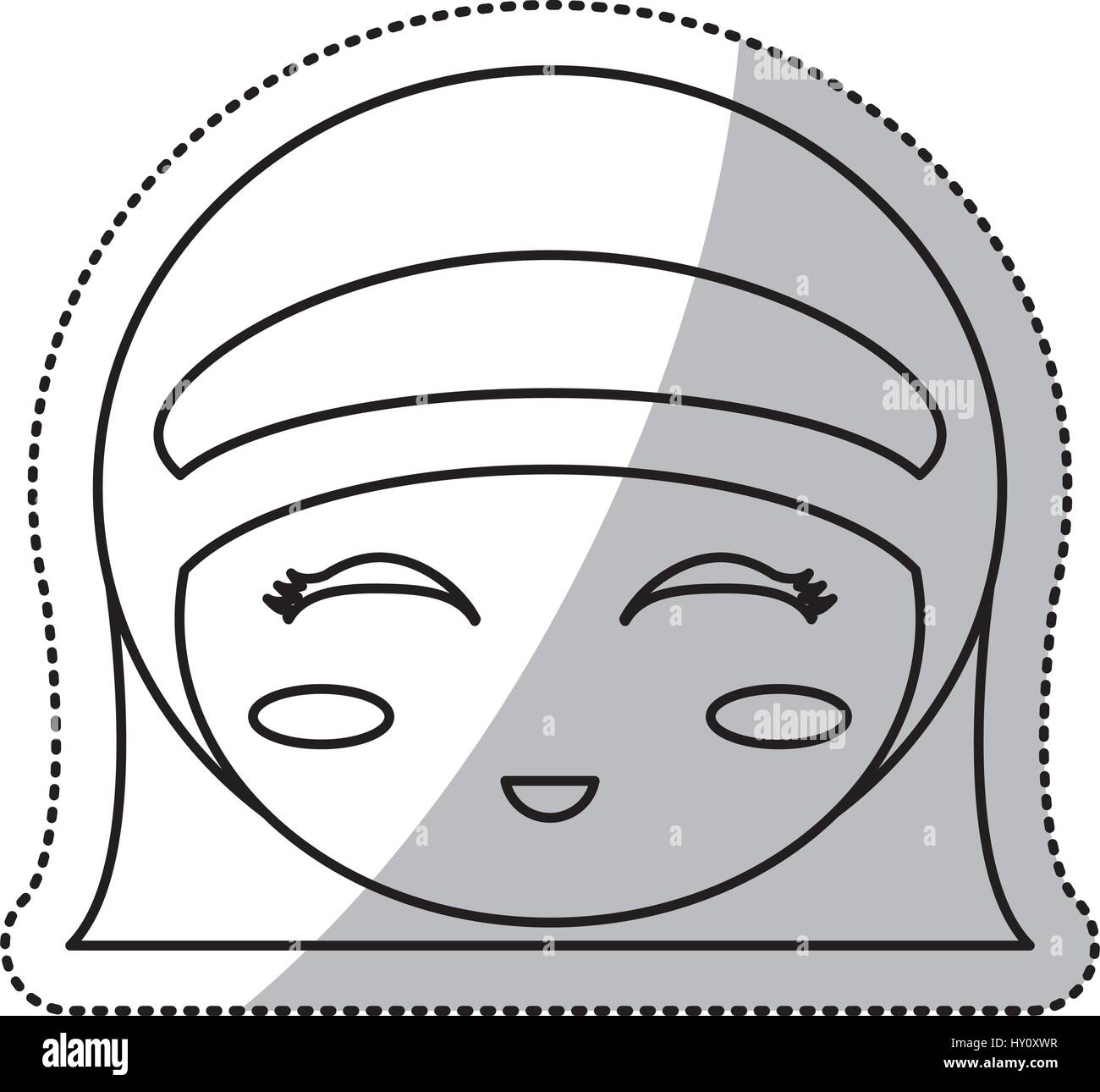 Face à la culture de kokeshi ligne chinois Illustration de Vecteur