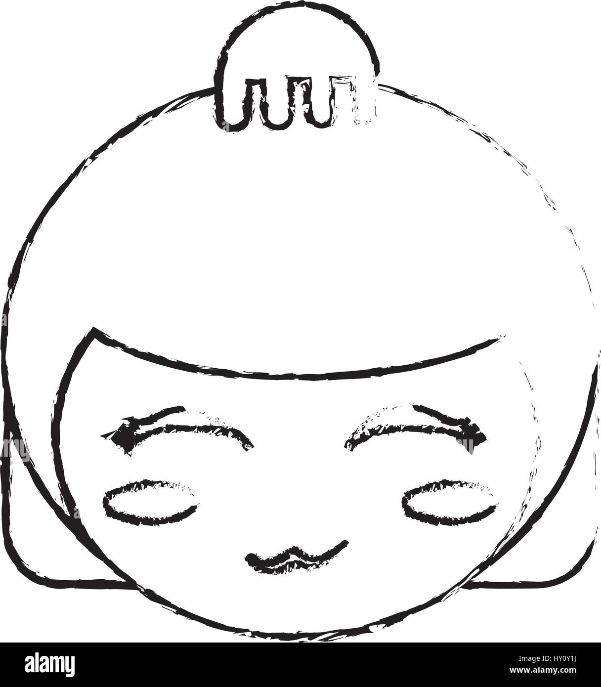 Kokeshi doll face croquis Illustration de Vecteur