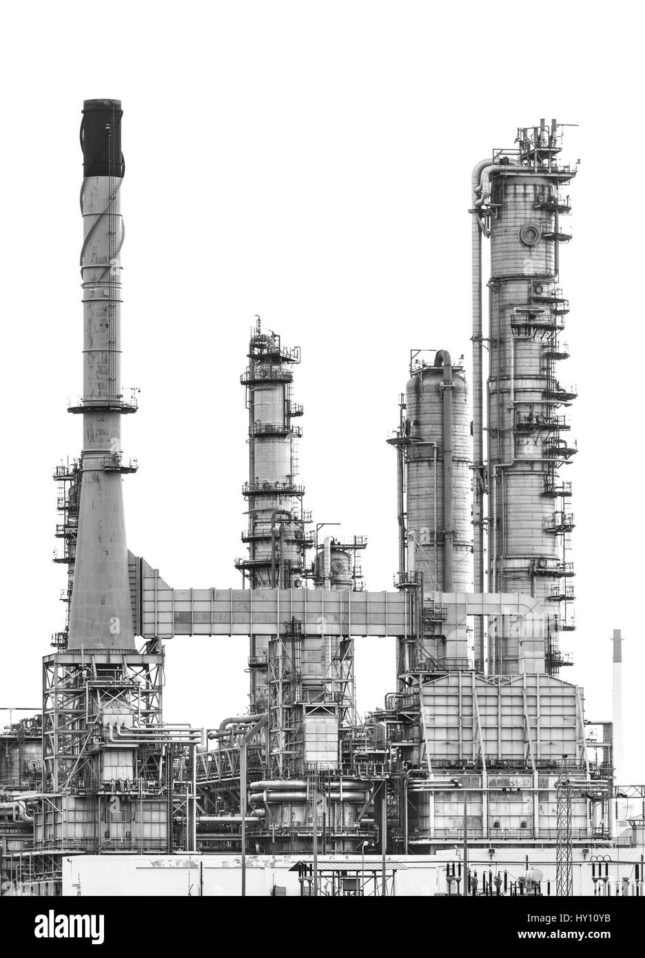 Raffinerie de pétrole isoler sur fond blanc Banque D'Images