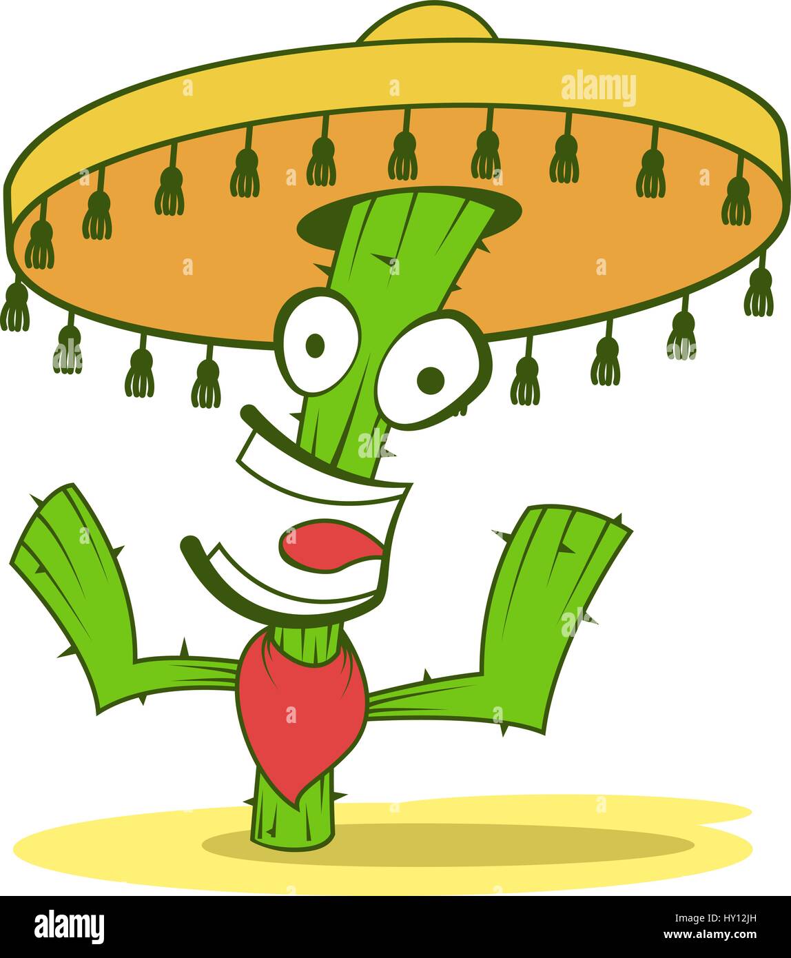 Jolly Cactus en sombrero Illustration de Vecteur
