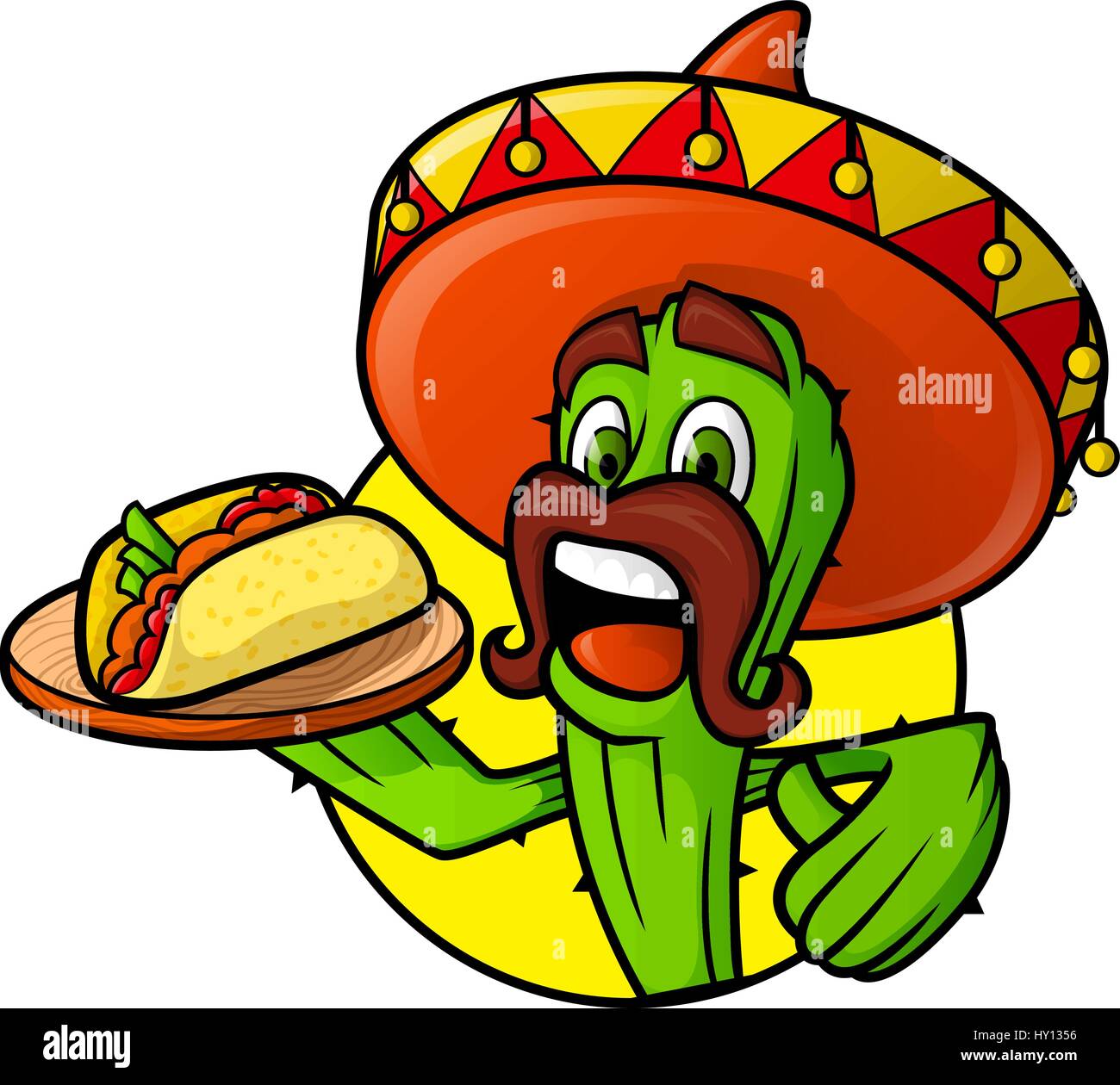 Cactus mexicain avec Taco Illustration de Vecteur
