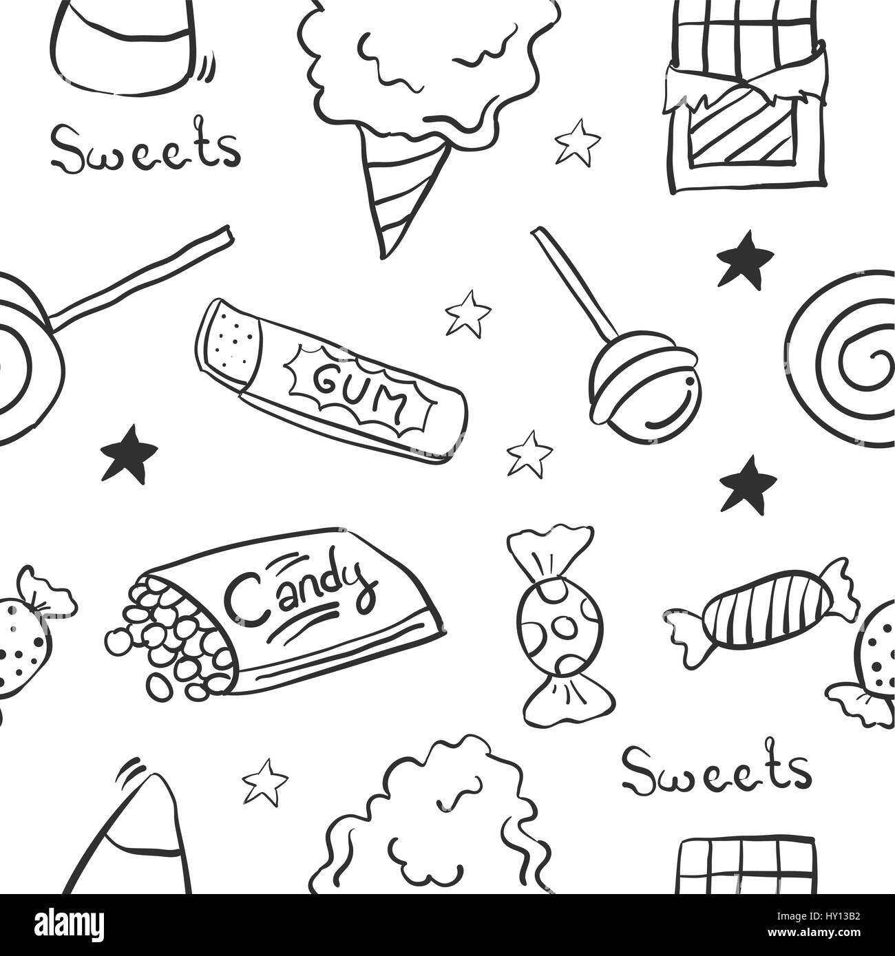 Sketch bonbon sucré de doodle Image Vectorielle Stock - Alamy