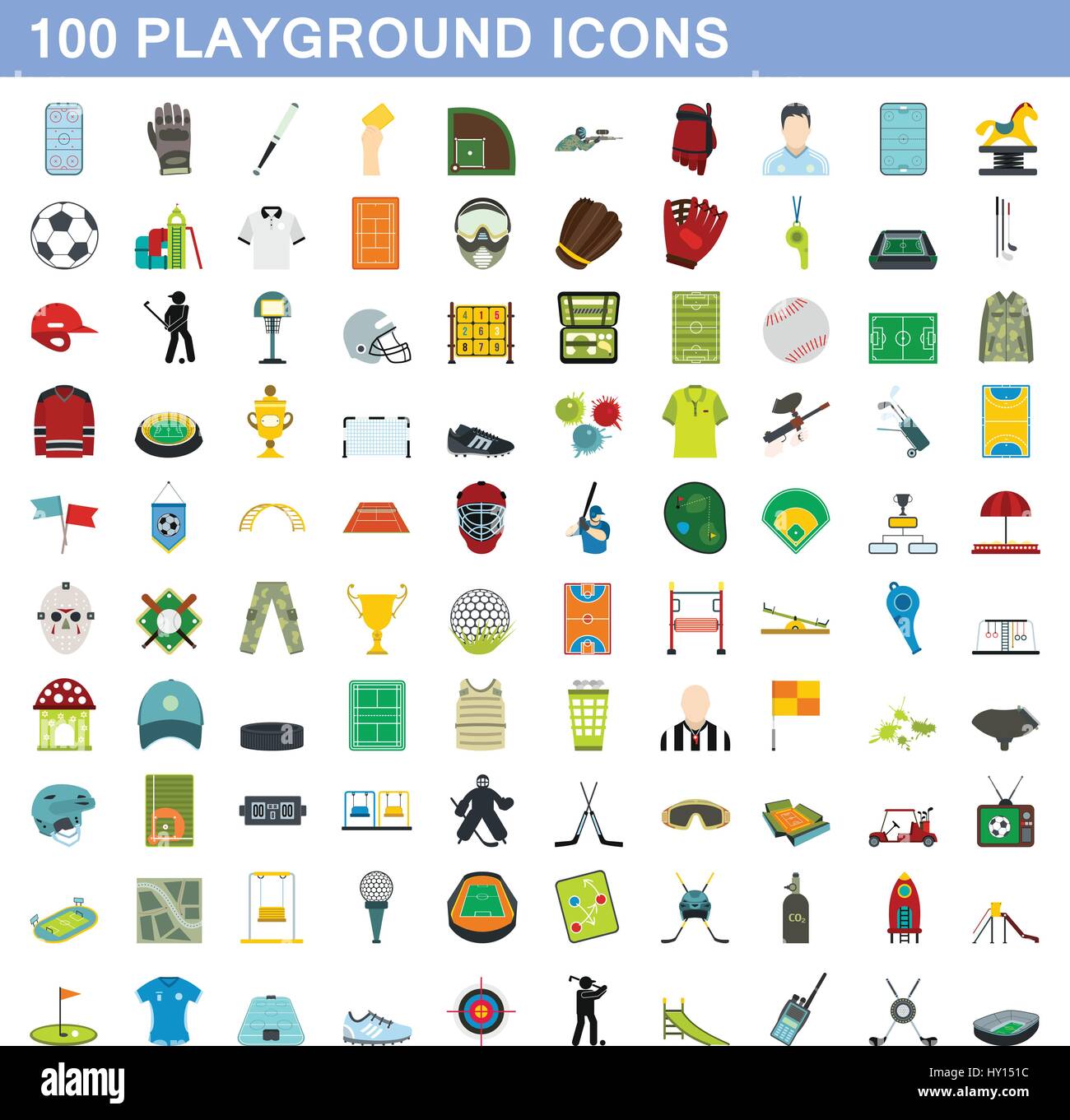 100 icônes de jeux, jeu de style plat Illustration de Vecteur