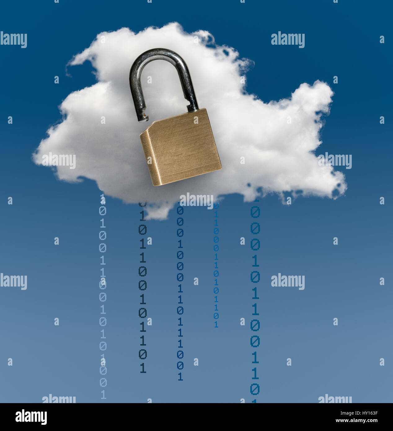 Notion de droit de l'informatique cloud la cybercriminalité et la sécurité des applications en ligne sécurisé montrant l'insécurité ou sécurisé de stockage cloud Banque D'Images