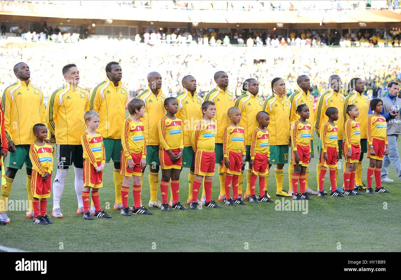 L'ÉQUIPE DE L'AFRIQUE DU SUD FRANCE LINE-UP V L'AFRIQUE DU SUD Stade Free State AFRIQUE DU SUD 22 Juin 2010 Banque D'Images