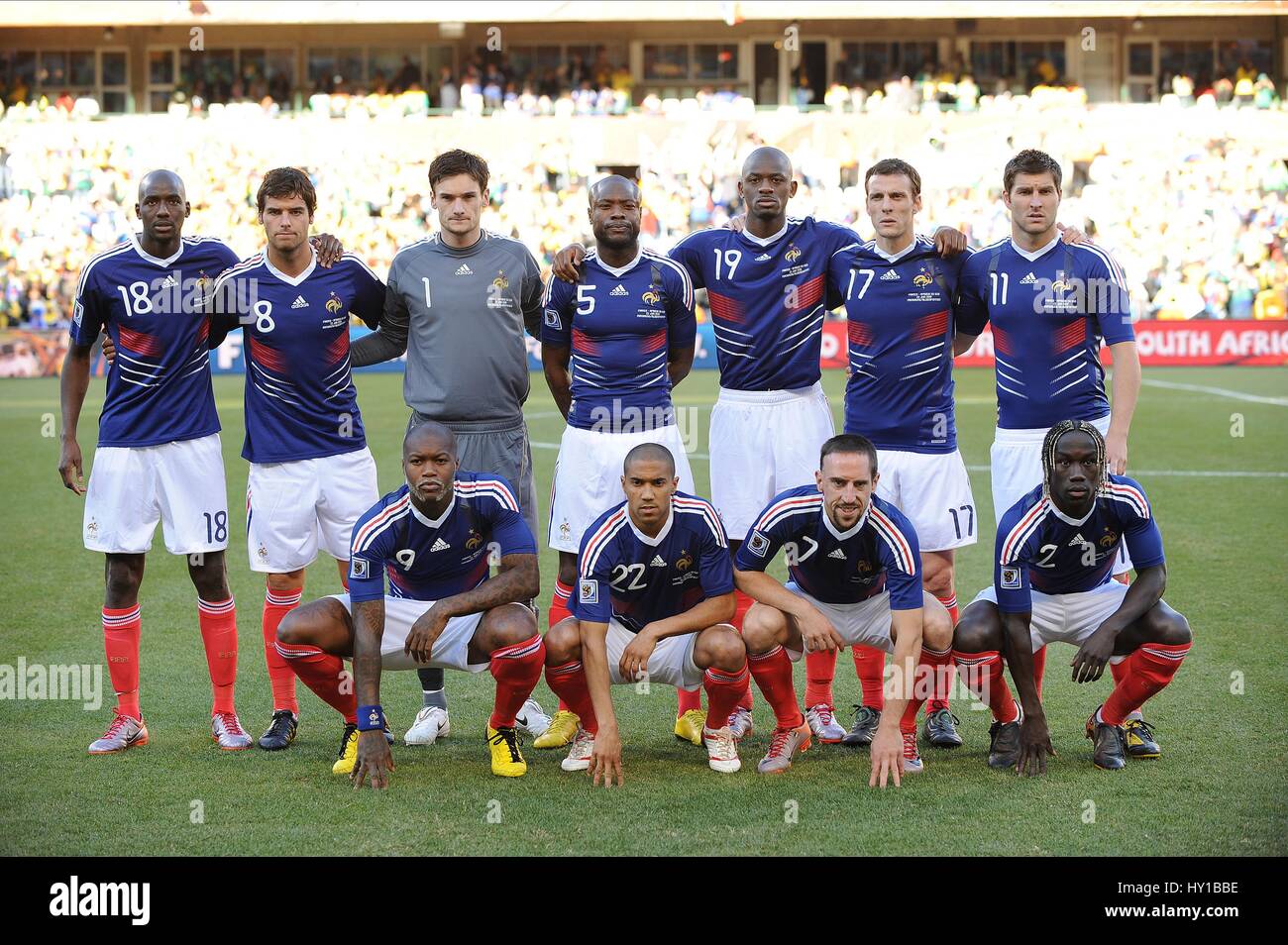 L'ÉQUIPE DE FRANCE FRANCE GROUPE V Stade Free State AFRIQUE DU SUD AFRIQUE DU SUD 22 Juin 2010 Banque D'Images