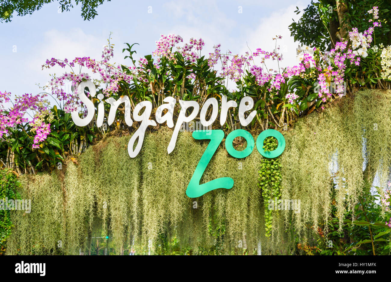 Zoo de Singapour signe à la porte d'entrée au Zoo de Singapour, Singapour Banque D'Images