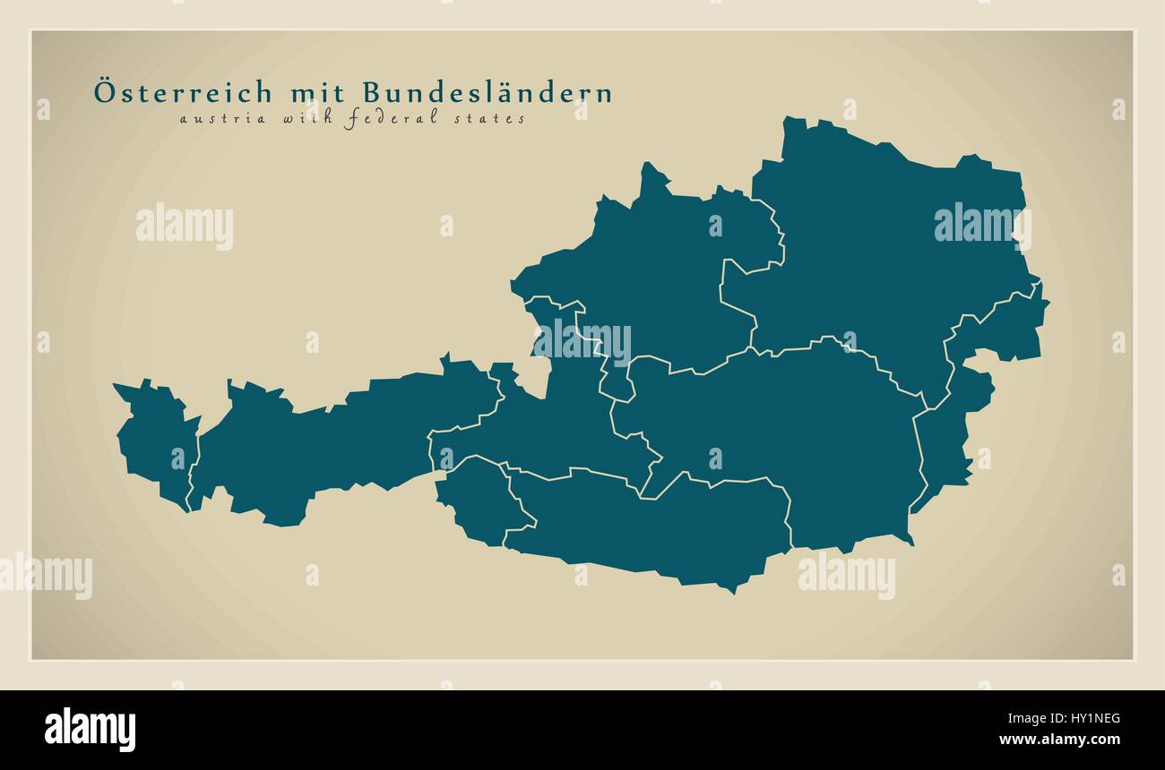 Carte moderne - l'Autriche avec les membres à Illustration de Vecteur