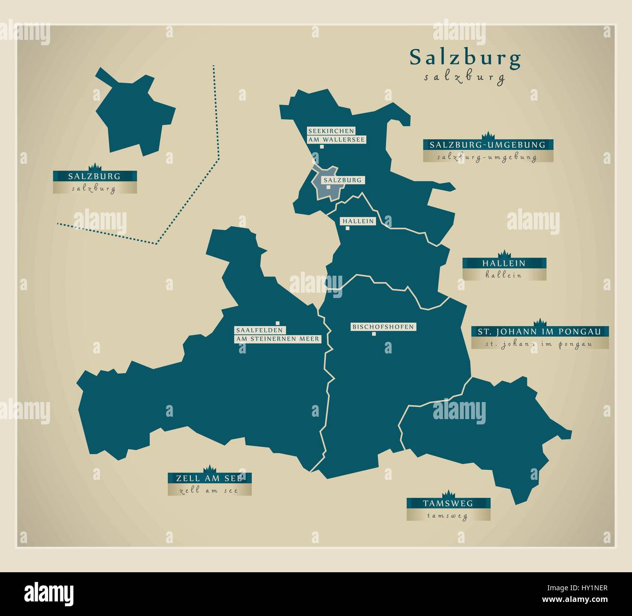 Carte moderne - À Salzbourg Autriche Illustration de Vecteur