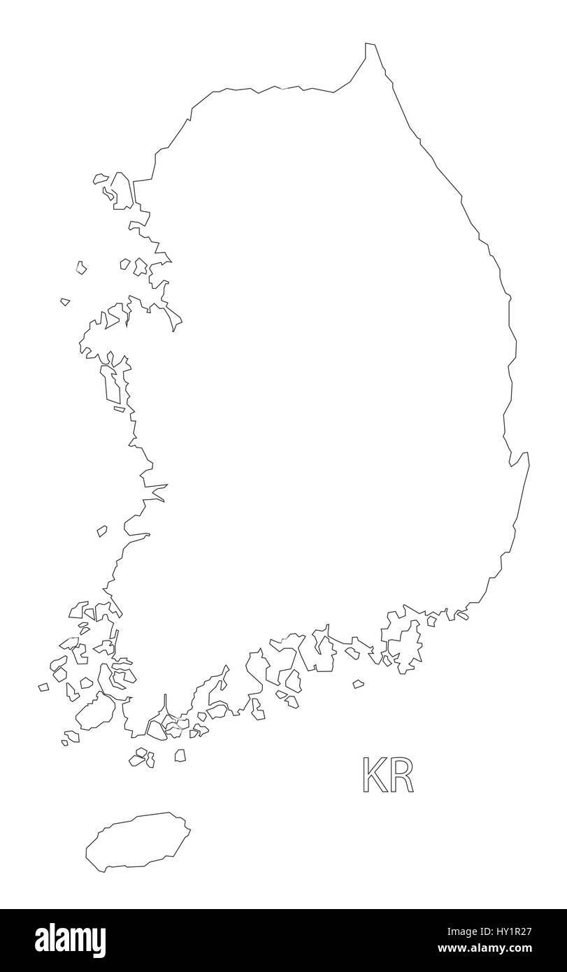 Aperçu de la Corée du Sud carte illustration silhouette Illustration de Vecteur