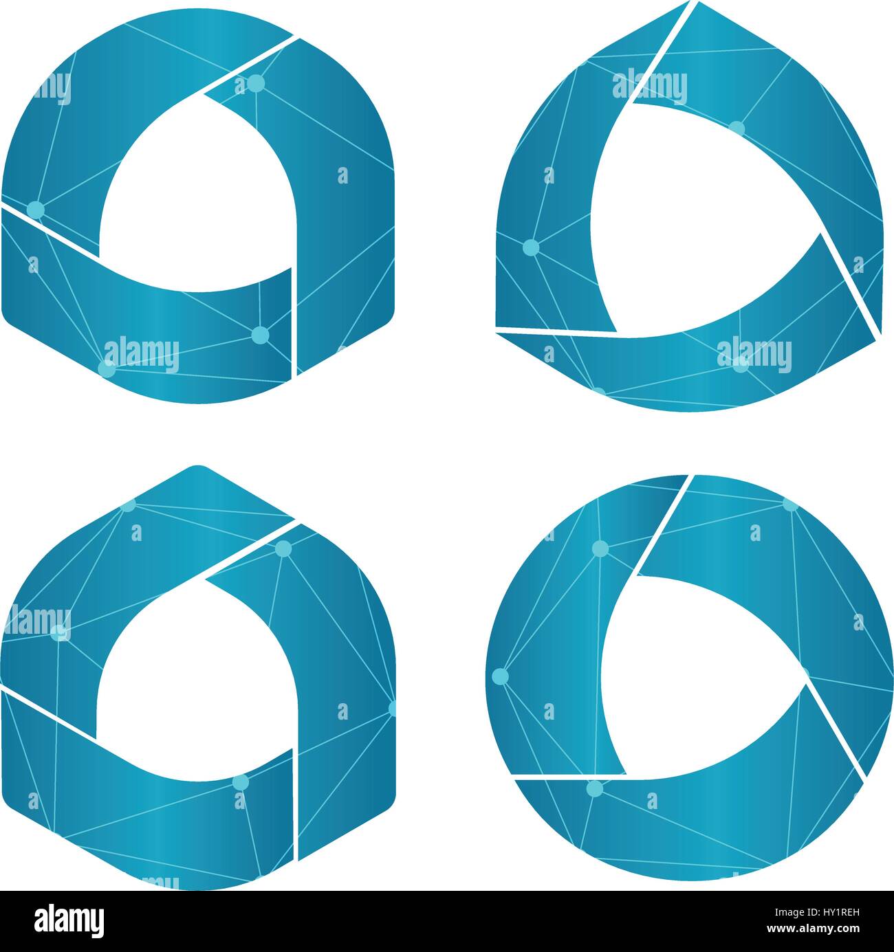 Résumé isolé forme ronde couleur bleu, logo logotypes circulaire géométrique sur fond blanc collection vector illustration Illustration de Vecteur