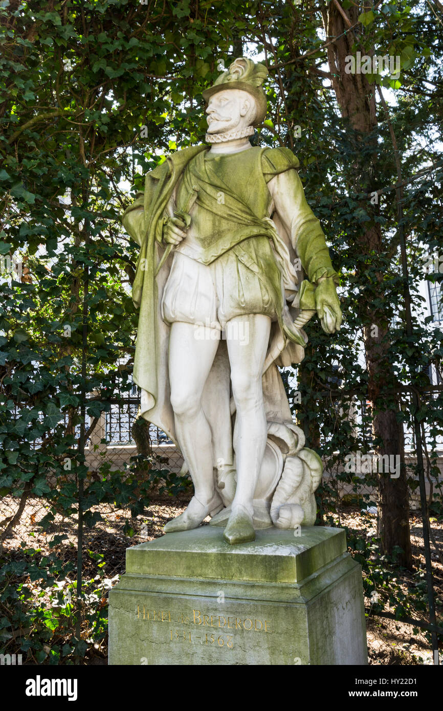 Henri de Brederode statue en Petit Sablon à Bruxelles Banque D'Images