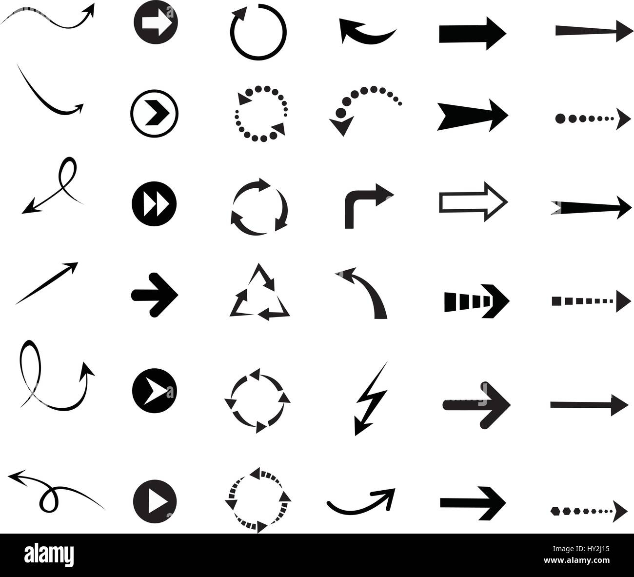 Jeu de flèches, droit, cercle, courbe, angle, et tracez sur fond blanc Illustration de Vecteur