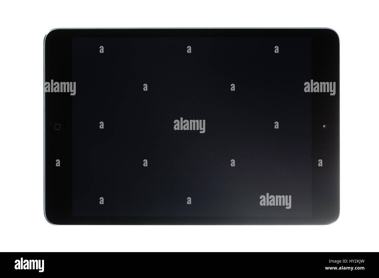 Ecran tactile noir comprimé, avec écran noir. Banque D'Images