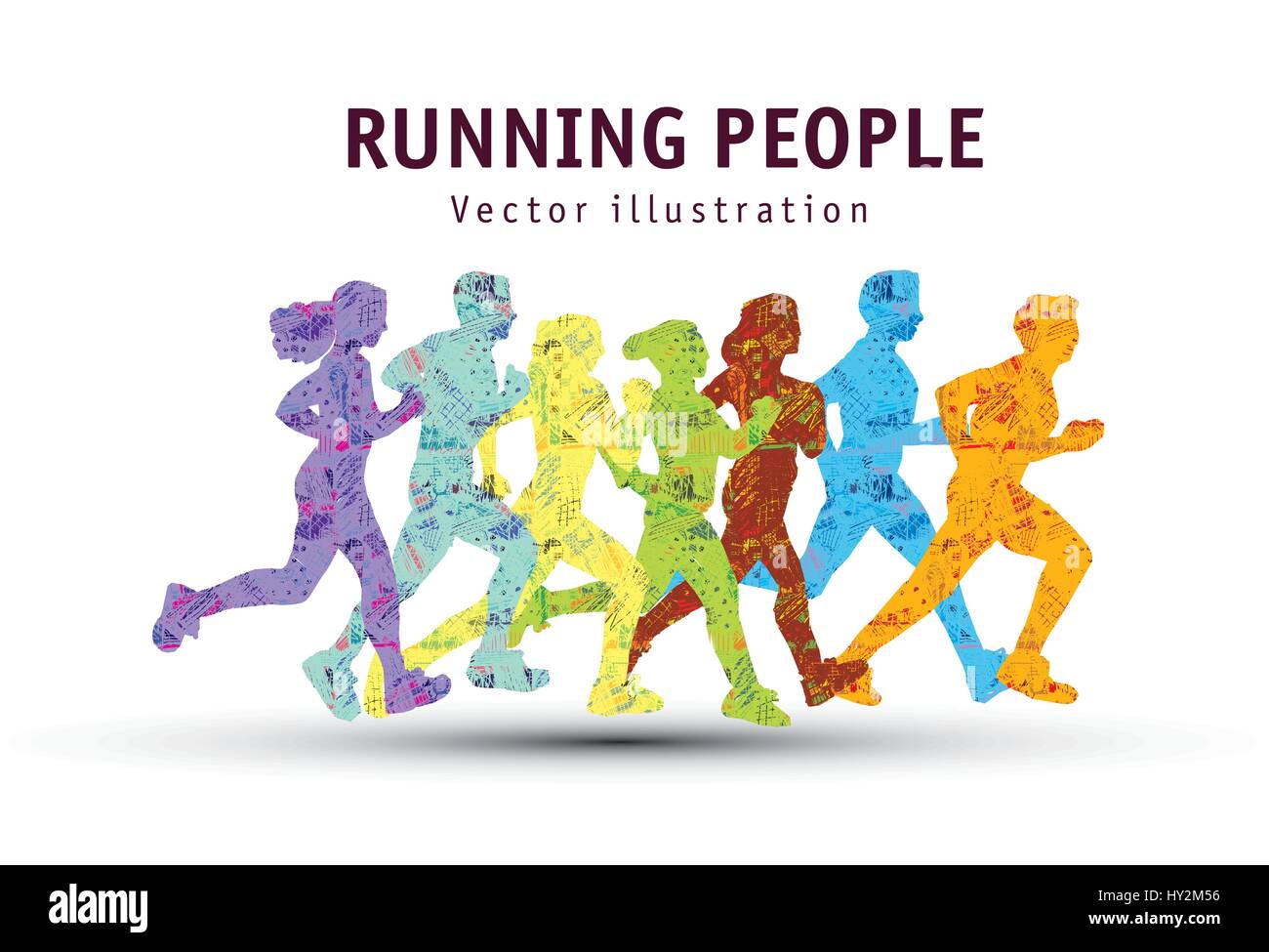 Silhouette people running marathon Banque d'images vectorielles - Alamy