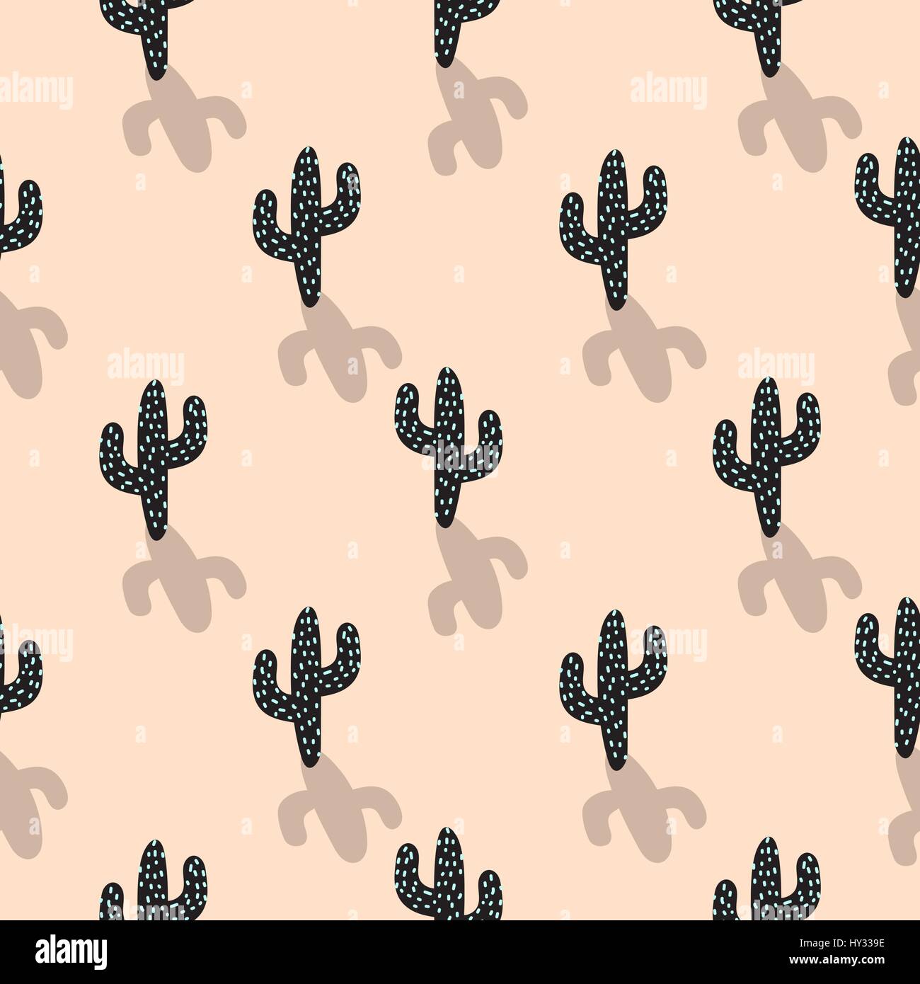 Cactus vector pattern transparente. Dessin animé abstrait désert rougissent couleur d'impression de tissus. Cactus style scandinave pour le papier peint et de l'habillement. Illustration de Vecteur