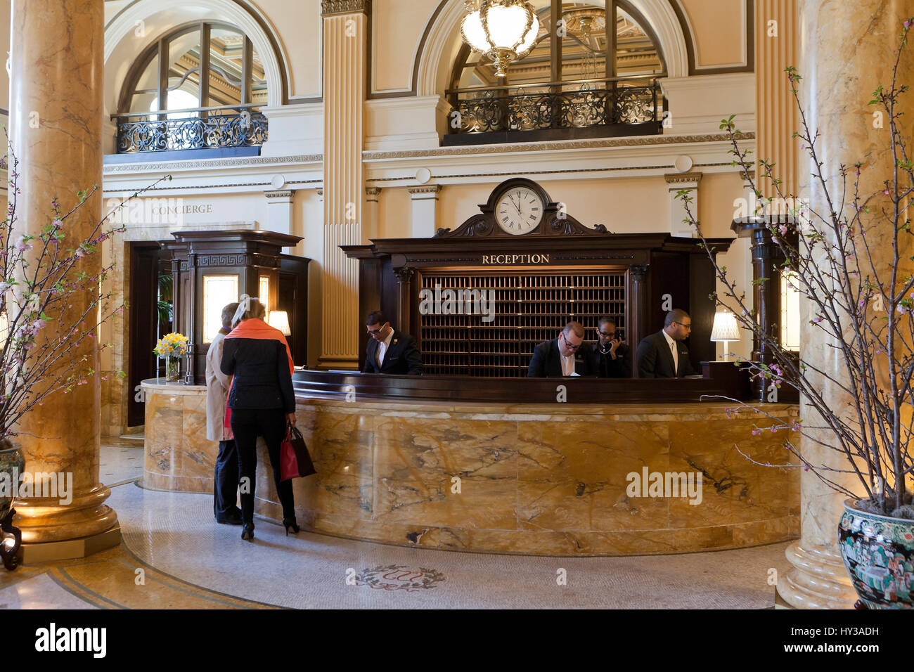 Willard InterContinental hall de l'hôtel et un bureau de réception - Washington, DC USA Banque D'Images