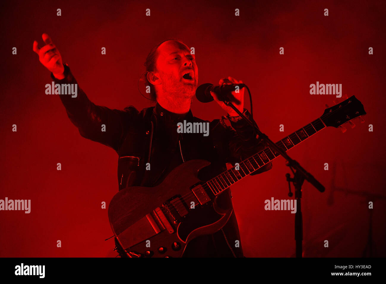 Barcelone - juin 3 : Radiohead (band) produisent en concert au Primavera Sound Festival 2016 le 3 juin 2016 à Barcelone, Espagne. Banque D'Images