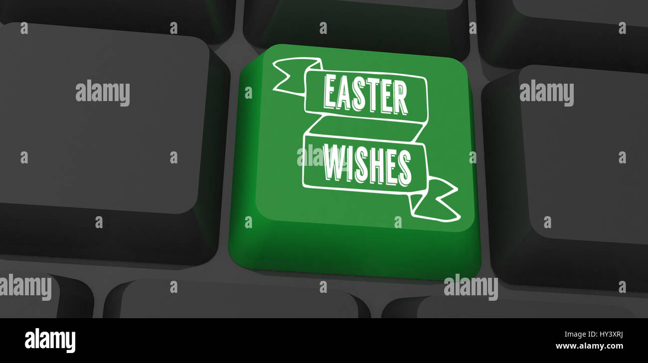 TE252___trames hndr pâques mix__2 contre clavier noir avec clé verte Banque D'Images