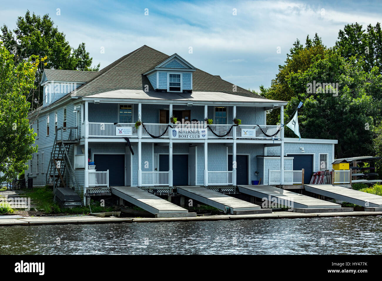 Riverside Boat Club boat house sur Charles River, Cambridge (région de Boston, Massachusetts USA) Banque D'Images