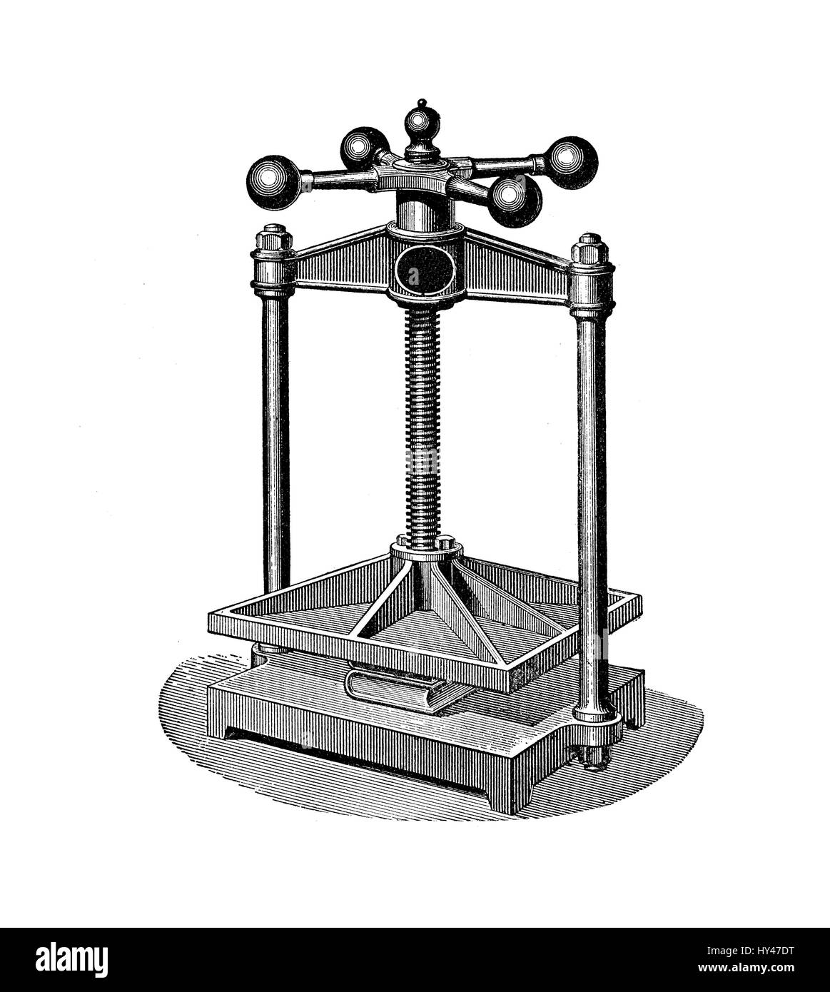 Livre la presse de la machine pour la production de la presse, XIX siècle illustration Banque D'Images