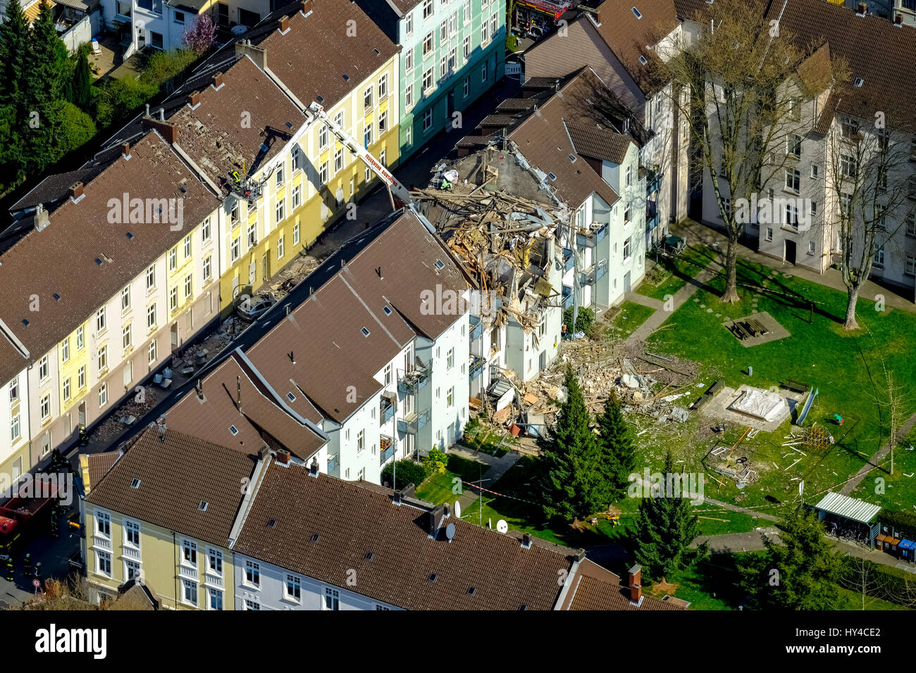 Immeuble résidentiel à Dortmund, Dortmund - Hörde éclatée, une explosion dans un immeuble résidentiel de trois étages, 3 Teutonenstrasse, Dortmund, Ruhr, Banque D'Images