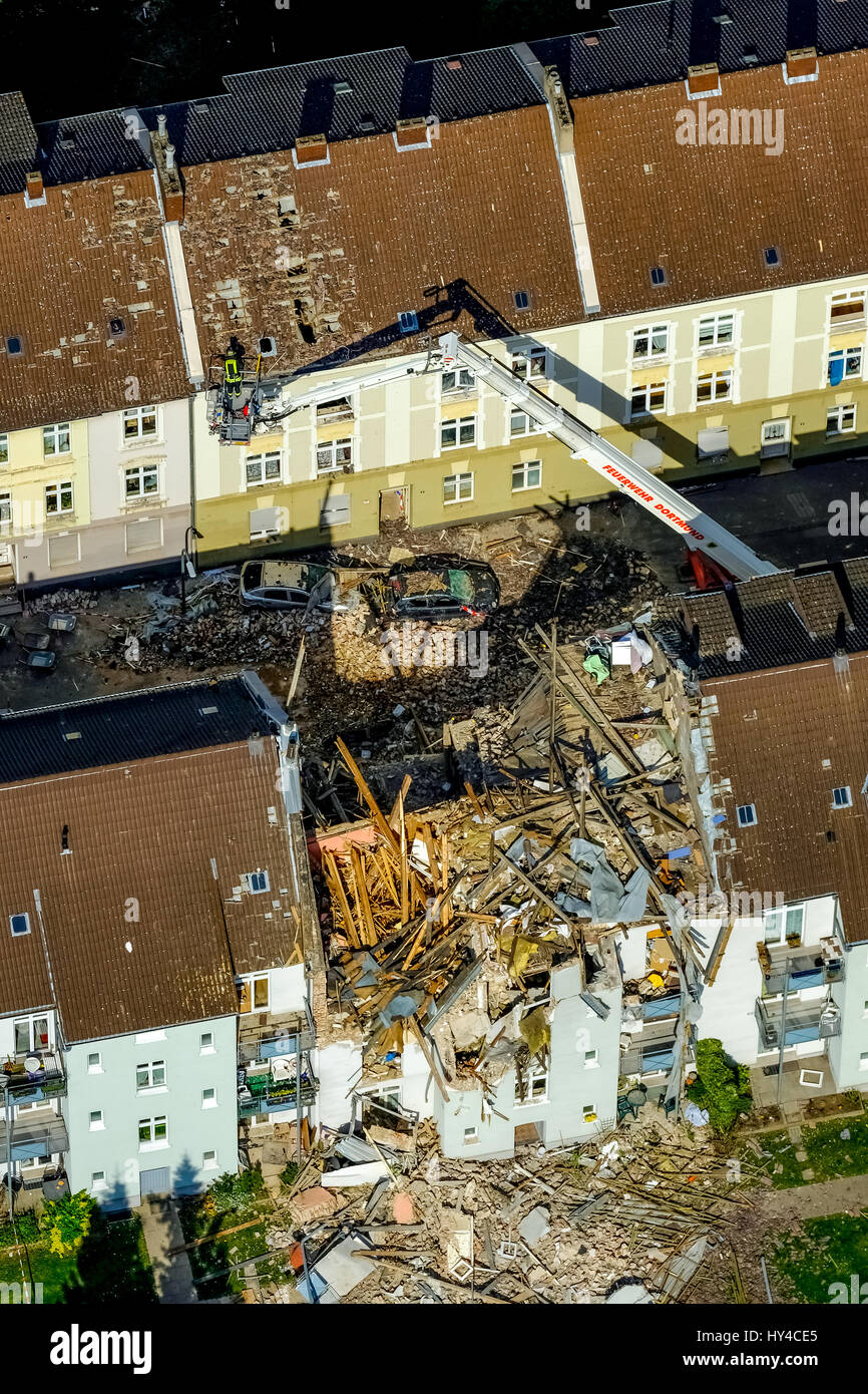 Immeuble résidentiel à Dortmund, Dortmund - Hörde éclatée, une explosion dans un immeuble résidentiel de trois étages, 3 Teutonenstrasse, Dortmund, Ruhr, Banque D'Images