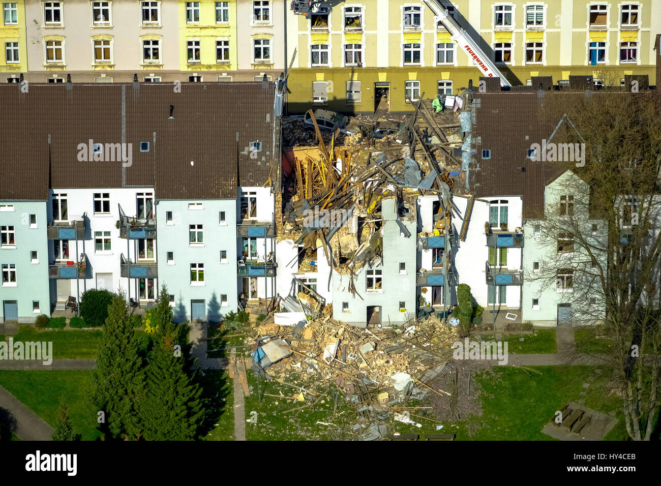 Immeuble résidentiel à Dortmund, Dortmund - Hörde éclatée, une explosion dans un immeuble résidentiel de trois étages, 3 Teutonenstrasse, Dortmund, Ruhr, Banque D'Images