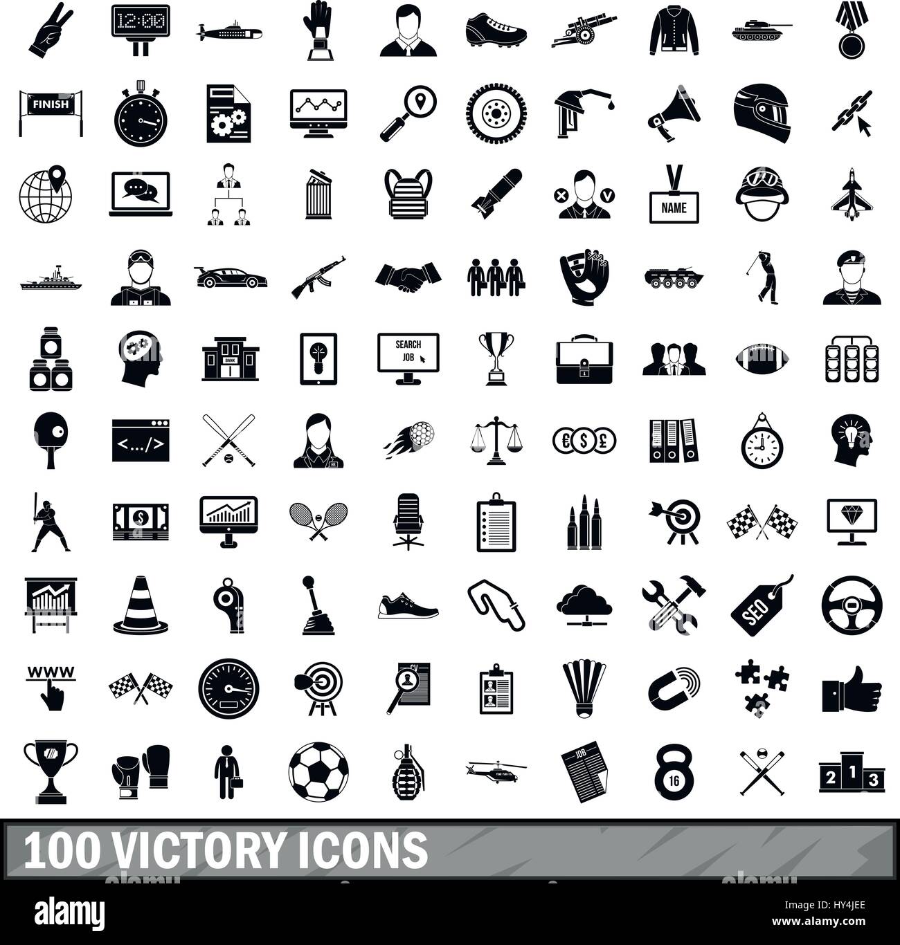 Victoire 100 icons set, le style simple Image Vectorielle Stock - Alamy