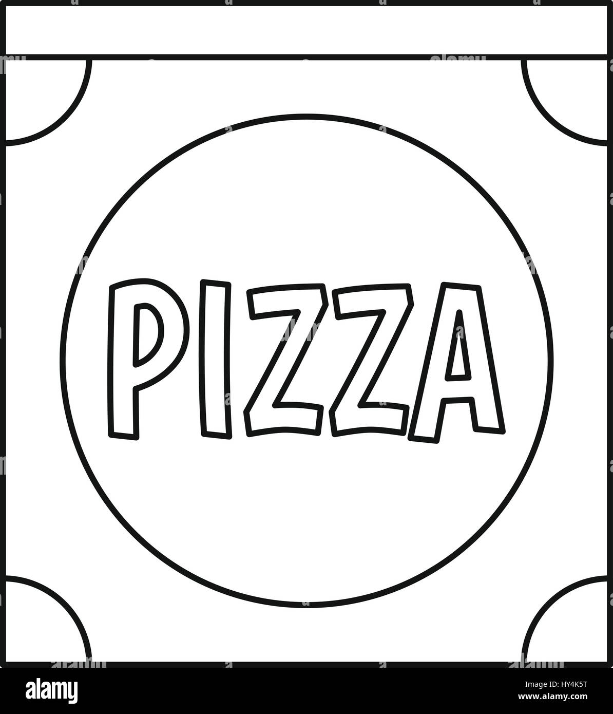 Boîte à pizza style du contour, icône Illustration de Vecteur